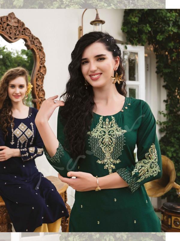 Mayur Saga 2 Rayon Designer Embroidery Kurti Collection